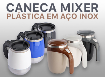 Caneca Plástica Mixer em Aço Inox